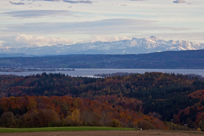 Blick auf das Alpstein-Gebirge von der Homburg-Anhöhe bei Stahringen im November